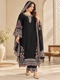1022 Viral Long Kaftan Pakistani Suit With Beautiful Embroidery Work And Cut Work Top Bottom And Dupatta