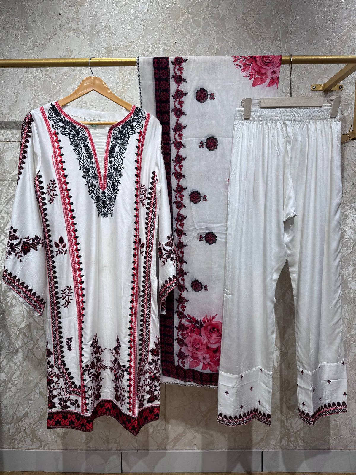 Ready To Wear Viral Pakistani Suit With Beautiful Embroidery Thread And Cut Work Sleeves